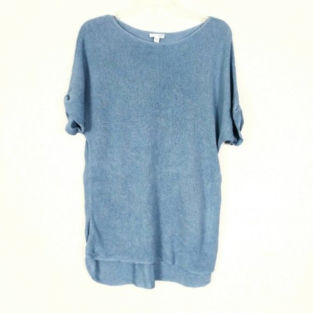 J.Jill Blue Linen Blend Short Sleeve Sweater tunic